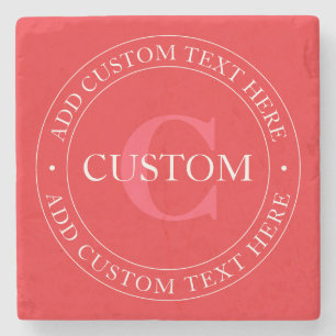 Elegante circulaire tekst Sjabloon Bewerkbaar Rood Stenen Onderzetter