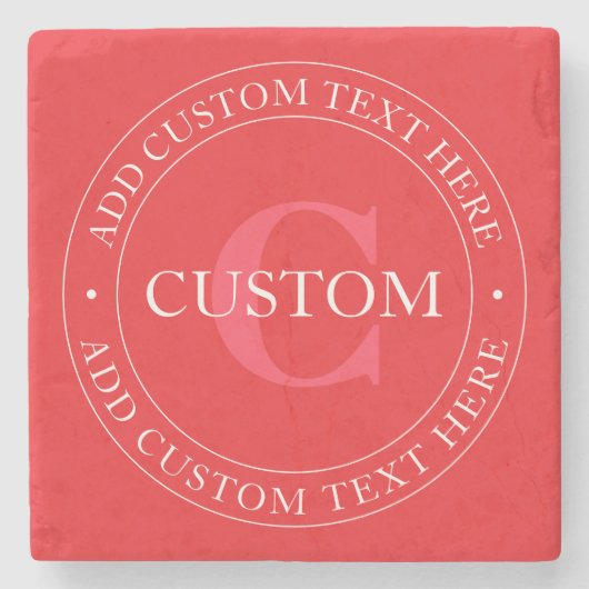 Elegante circulaire tekst Sjabloon Bewerkbaar Rood Stenen Onderzetter (Voorkant)