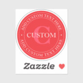 Elegante circulaire tekst Sjabloon Bewerkbaar Rood Sticker (Vel)