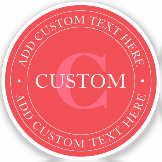 Elegante circulaire tekst Sjabloon Bewerkbaar Rood Sticker (Voorkant)