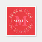 Elegante Cirkeltekst Sjabloon Bewerkbaar Rood Wit Servet (Voorkant)