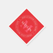 Elegante Cirkeltekst Sjabloon Bewerkbaar Rood Wit Servet (Hoek)