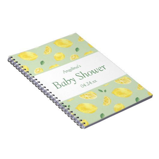 Elegante citroen Baby shower geschenklijst Notitie Notitieboek (Rechterzijde)