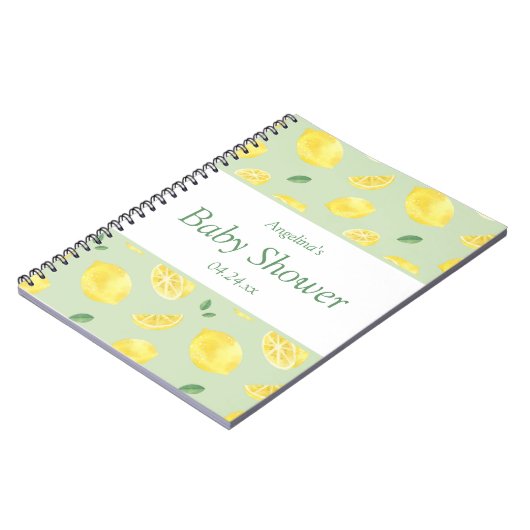Elegante citroen Baby shower geschenklijst Notitie Notitieboek (Linkerzijde)