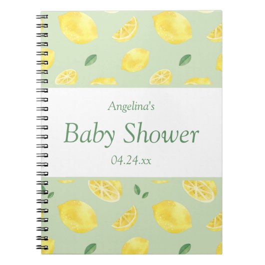 Elegante citroen Baby shower geschenklijst Notitie Notitieboek (Voorkant)