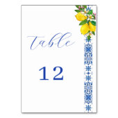 Elegante citroen & blauw mediterrane bruiloft kaart (Voorkant)