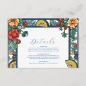 Elegante Citroen Botanische Blauwe Mediterrane bru Informatiekaartje (Voorkant)