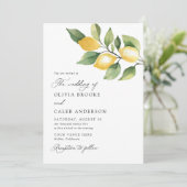 Elegante citroen botanische mediterrane bruiloft kaart (Staand voorkant)