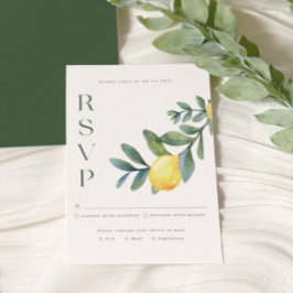 Elegante citroen botanische trouw-RSVP kaart