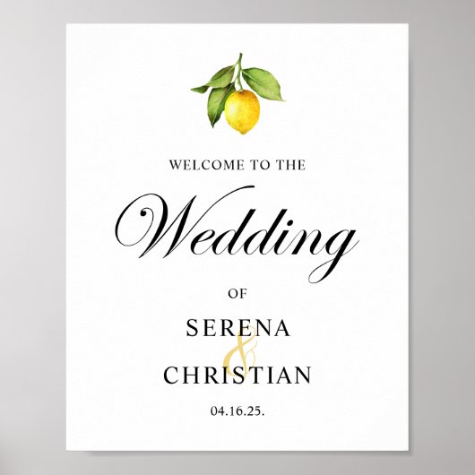 Elegante citroen bruiloft welkom afdrukbare poster (Voorkant)