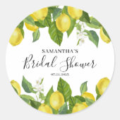 Elegante citroen citrus bruiloftsborrel  ronde sticker (Voorkant)