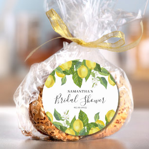 Elegante citroen citrus bruiloftsborrel  ronde sticker