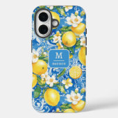 Elegante citroen citrus monogram met gepersonalise Case-Mate iPhone case (Achterkant)