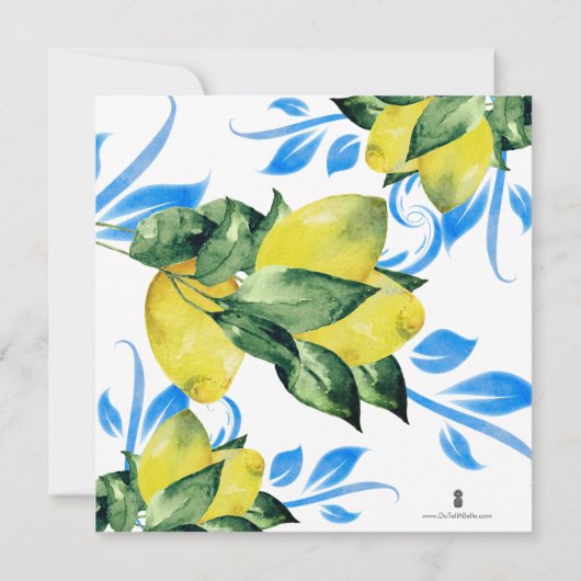 Elegante citroen en bladeren bruiloft kaart (Achterkant)