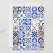Elegante citroen en blauwe mediterrane bruiloft kaart (Achterkant)