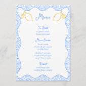 Elegante citroen en blauwe Tegels Mediterrane brui Menu (Voorkant)