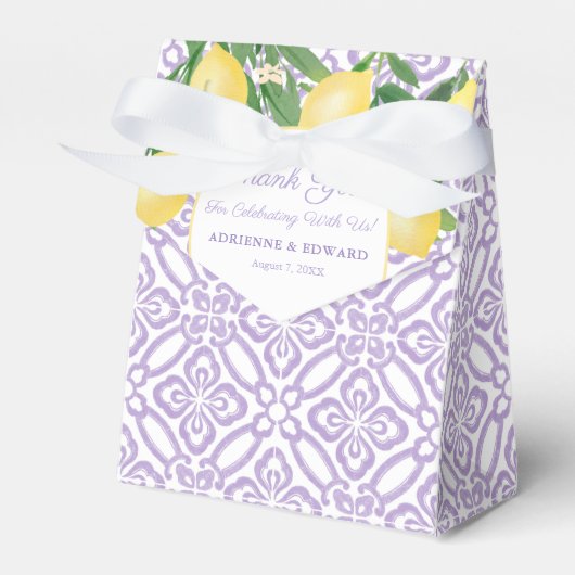 Elegante citroen lavendel baby shower bedankdoosjes (Voorkant Zijde)
