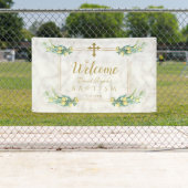 Elegante citroen marmeren jongensdoop welkomstbord spandoek (Insitu)