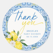 Elegante citroen mediterane baby shower sticker (Voorkant)