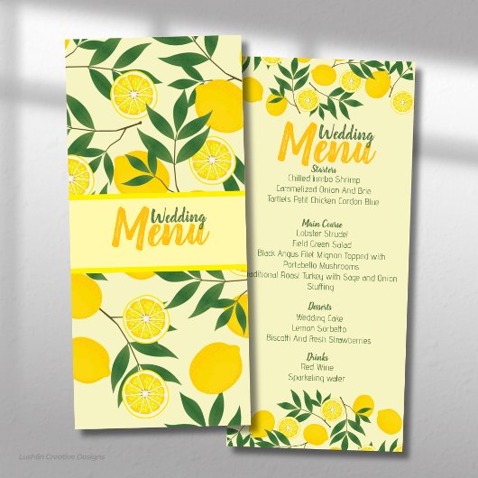 Elegante citroen trouwmenu menu