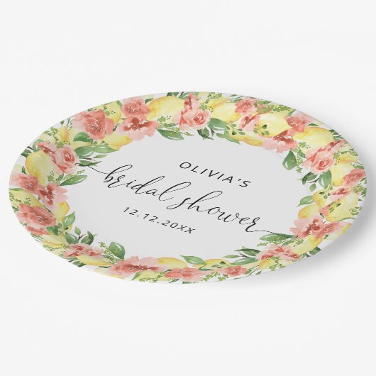 Elegante citroenbloemen Vrijgezellenfeest papier Papieren Bordje (Gekanteld)