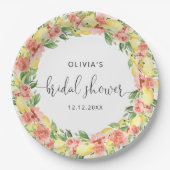 Elegante citroenbloemen Vrijgezellenfeest papier Papieren Bordje (Voorkant)