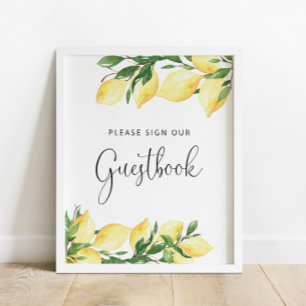 Elegante citroenen bord gast boek poster