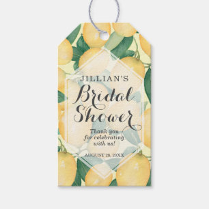 Elegante citroenen bruiloftsdankjeshouder cadeaulabel