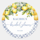 Elegante citroenen mediterraan bruidsdiner ronde sticker (Voorkant)