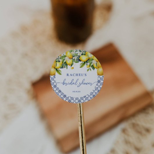 Elegante citroenen mediterraan bruidsdiner ronde sticker