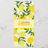 Elegante citroenen platte trouwmenu menu (Achterkant)