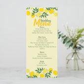 Elegante citroenen platte trouwmenu menu (Staand voorkant)