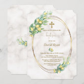 Elegante citroenfruit marmer kalligrafie doop kaart (Voorkant / Achterkant)