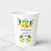 Elegante citroengele geometrische bruidsdouche pap papieren bekers (Achterkant)