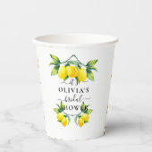 Elegante citroengele geometrische bruidsdouche pap papieren bekers (Voorkant)