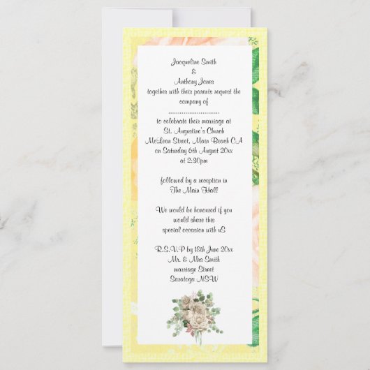 ELEGANTE CITROENGELE TUIN TROUWUITNODIGING KAART (Voorkant)