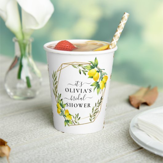 Elegante citroengeometrische bruiloftsshower-papie papieren bekers (Insitu)