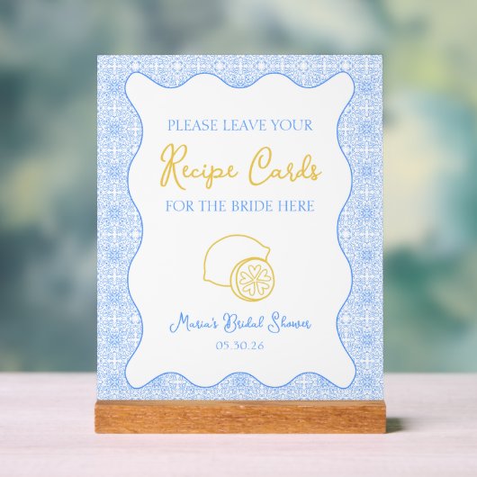 Elegante citroenreceptkaart bord voor bruidsfeeste (Neutraal)