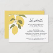 Elegante citroenthema trouwdetails informatiekaartje (Voorkant / Achterkant)