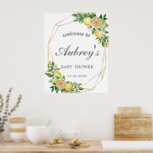 Elegante citroenvlinder geometrische babyshower we poster (Keuken)