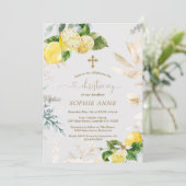 Elegante citroenvruchten goud bloemengestalte doop kaart (Staand voorkant)