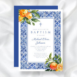 Elegante Citrus Blauwe Tegels Religieuze Jongensdo Kaart
