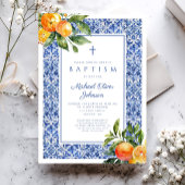 Elegante Citrus Blauwe Tegels Religieuze Jongensdo Kaart