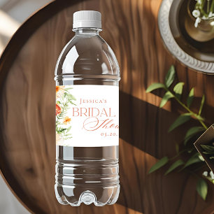 Elegante Citrus Bloemachtige Bruiloftsborrel Waterfles Etiket