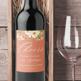 Elegante Citrus Bloemachtige Bruiloftsborrel Wijn Etiket