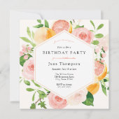 Elegante Citrus Bloemen Verjaardag Kaart (Voorkant)