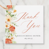 Elegante Citrus Bloemige Bruidsbruiloft Dank Je Bedankjes Labels (Voorkant)