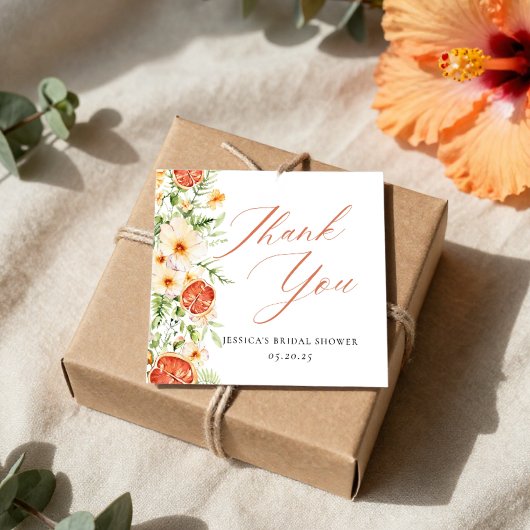 Elegante Citrus Bloemige Bruidsbruiloft Dank Je Bedankjes Labels