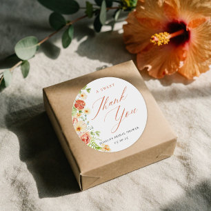 Elegante Citrus Bloemige Bruiloft Feest Favor Ronde Sticker