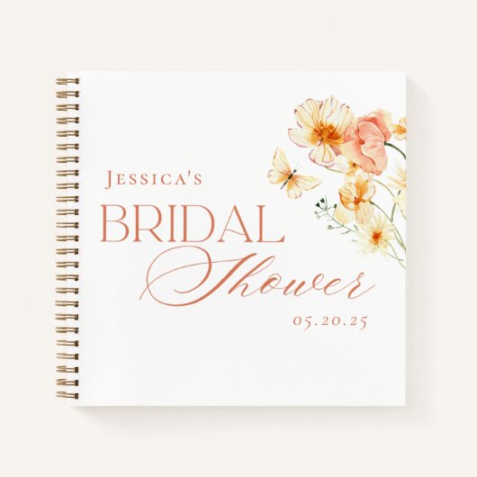 Elegante Citrus Bloemige Bruiloft Gast Notitieboek (Voorkant)